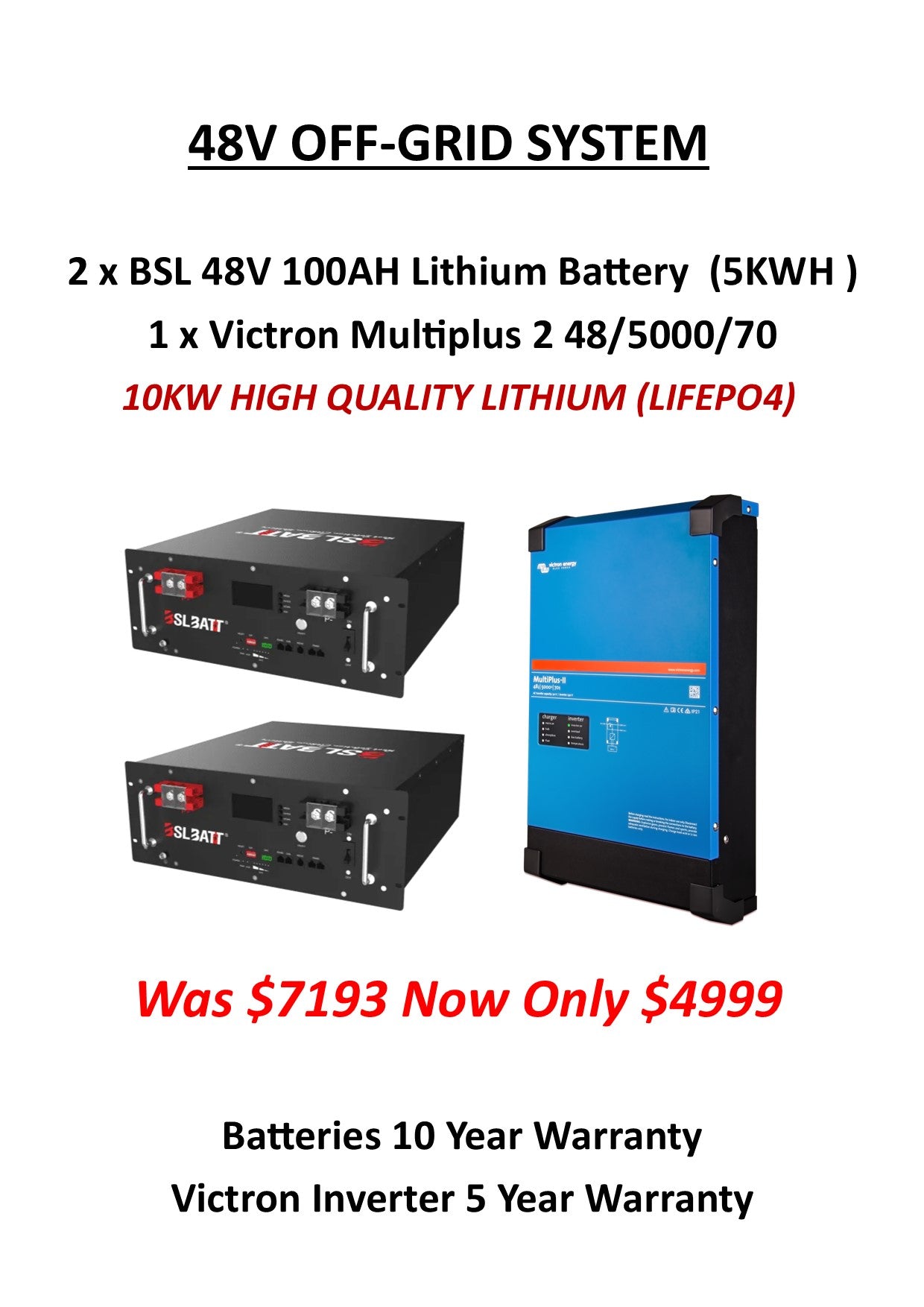 48v off-grid system (10kw Lithium & 5kw Victron Inverter)