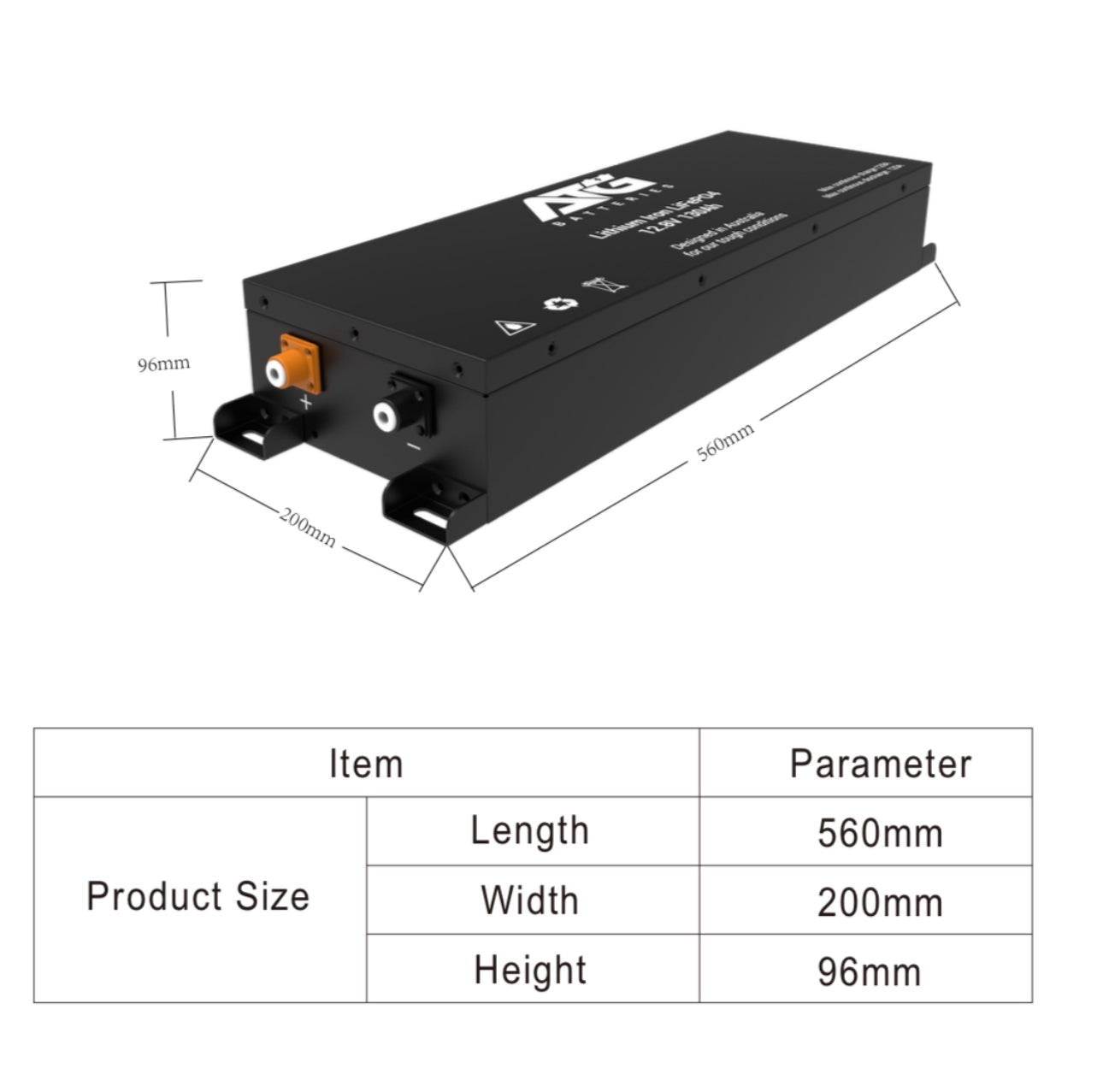 ATG 130AH Slim Lithium Battery