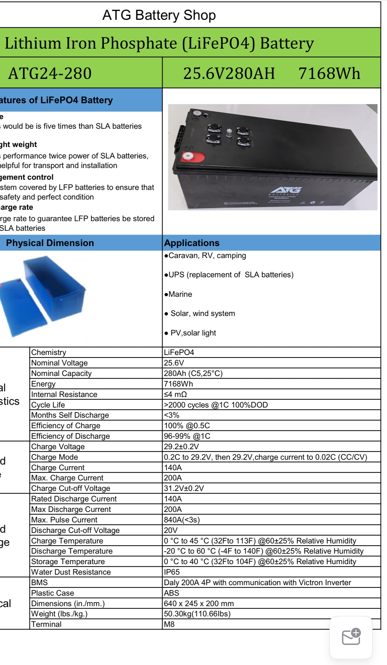 ATG 24V-280AH Lithium Battery