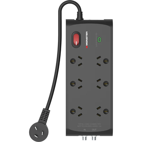 Monster 6 Socket Surge Protection with F-Type Connector