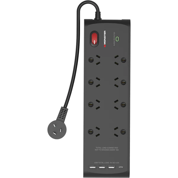 Monster 8 Socket Surge Protection with USB