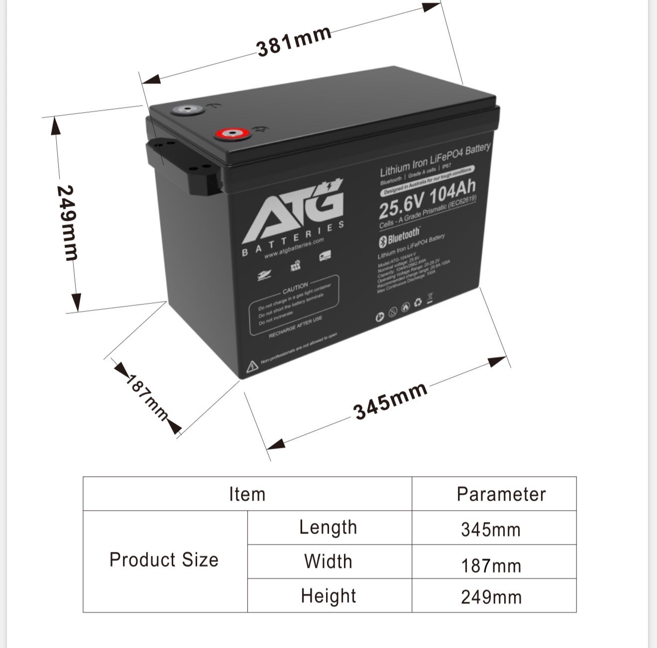 ATG 24V 104AH Lithium Battery