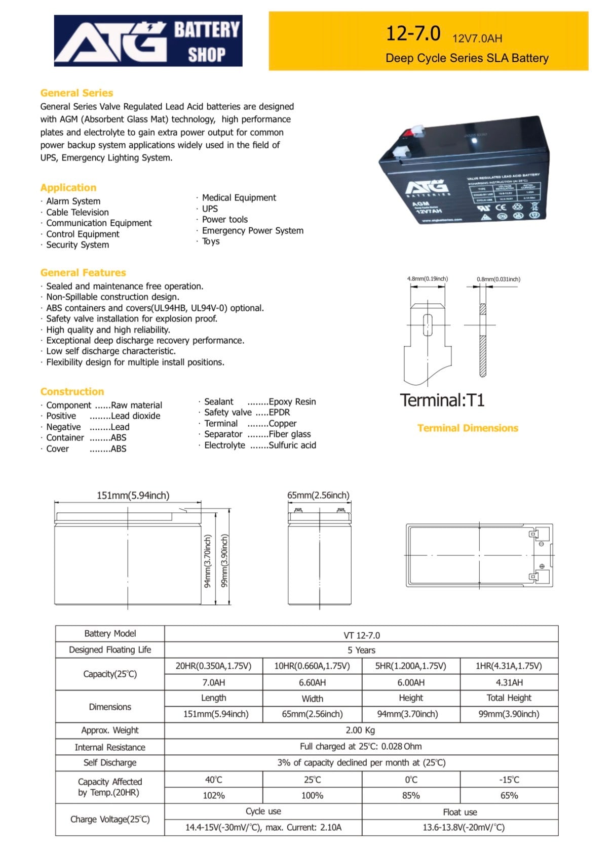 12V 7AH AGM ( box of 8 )