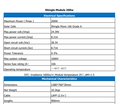 ATG 200w Fixed Shingle Solar Panel