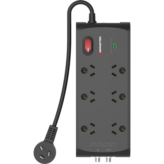 Monster 6 Socket Surge Protection with F-Type Connector